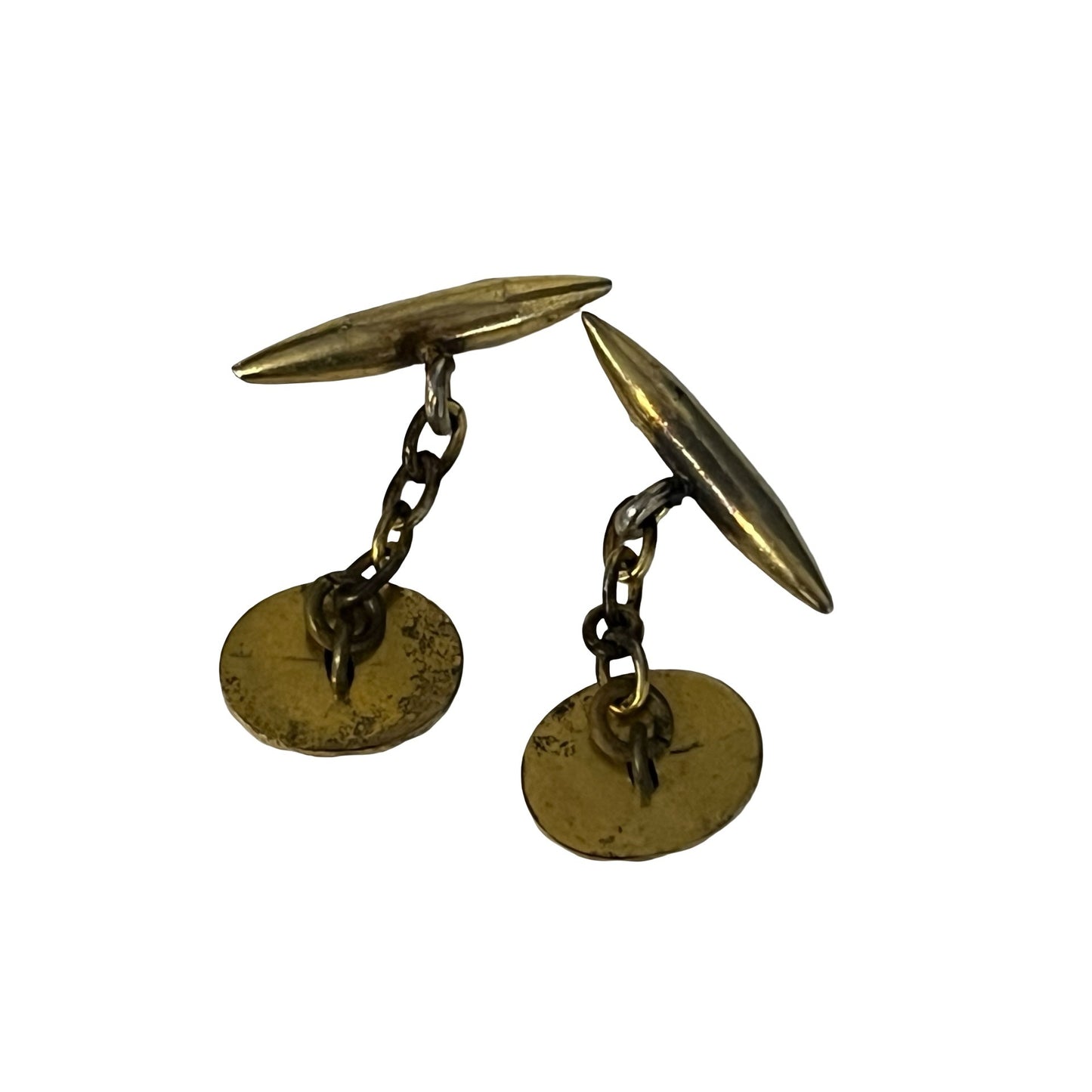 Vintage Gold Tone Cufflinks Black Oval Inlay Chain Link Retro Men’s Formal Jewelry