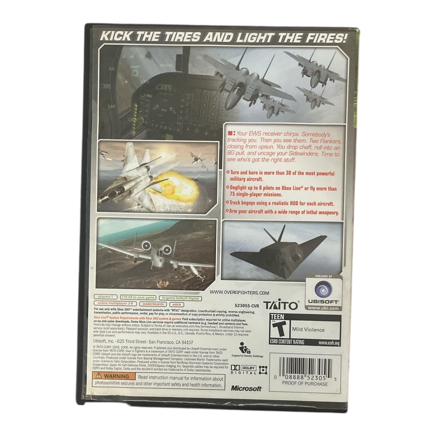 Over G Fighters (Xbox 360, 2006) – Complete with Case and Disc – Taito/Ubisoft – Air Combat Flight Sim
