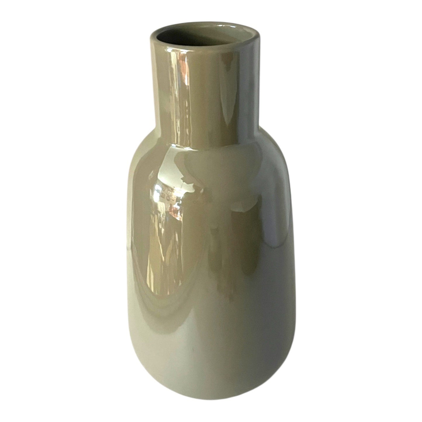 IKEA Modern Minimalist Ceramic Vase Glossy Gray Bottle Vase Scandinavian Decor 10”