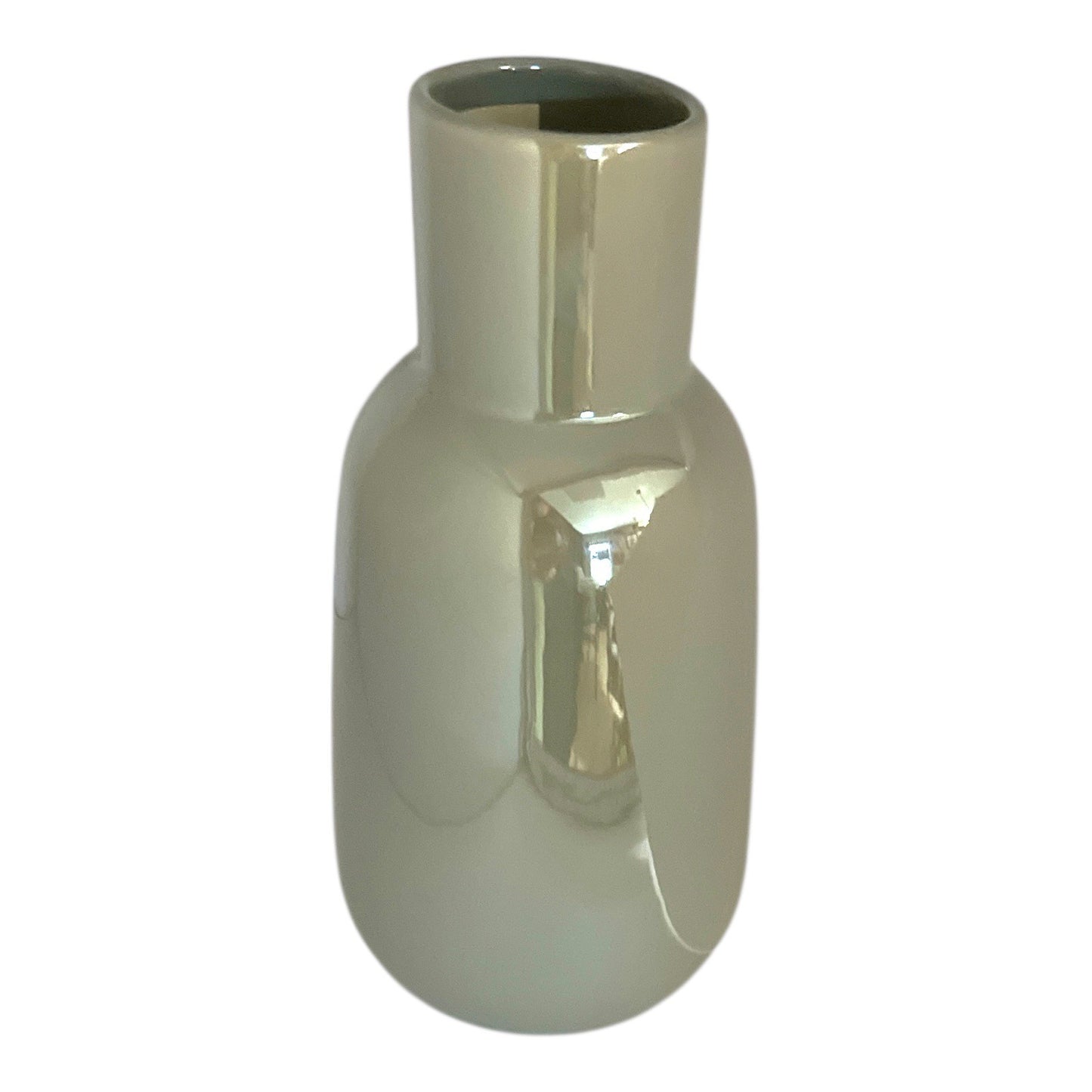 IKEA Modern Minimalist Ceramic Vase Glossy Gray Bottle Vase Scandinavian Decor 10”