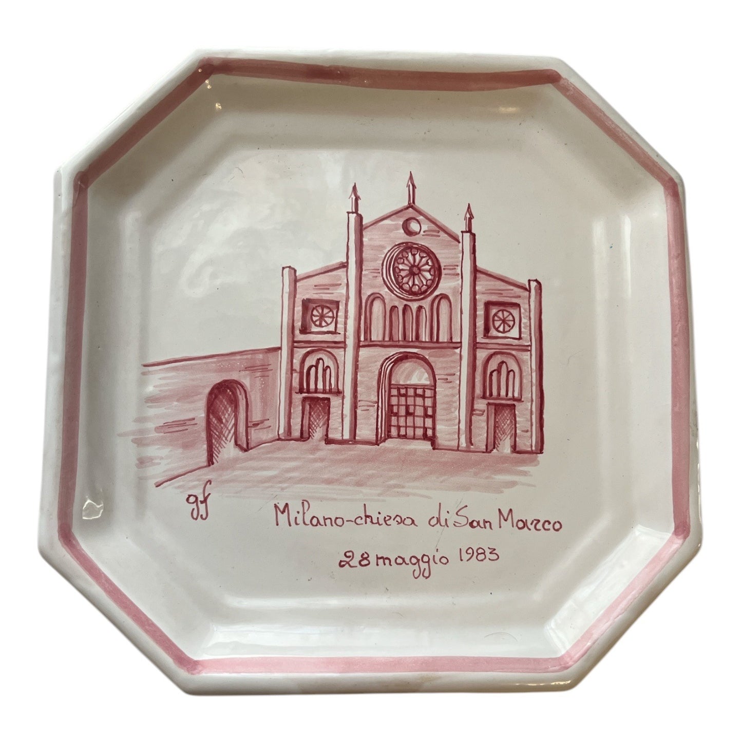 Vintage Octagonal Ceramic Plate – Milano Chiesa di San Marco (1983)