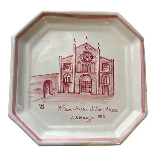 Vintage Octagonal Ceramic Plate – Milano Chiesa di San Marco (1983)