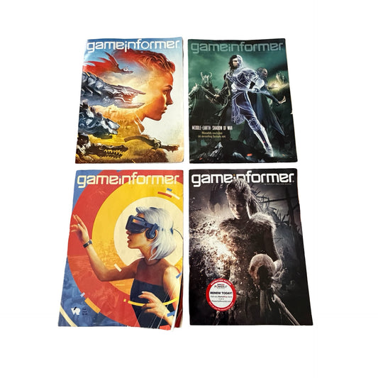Lot of 4 Game Informer Magazines Horizon Zero Dawn Shadow of War VR Hellblade 2017