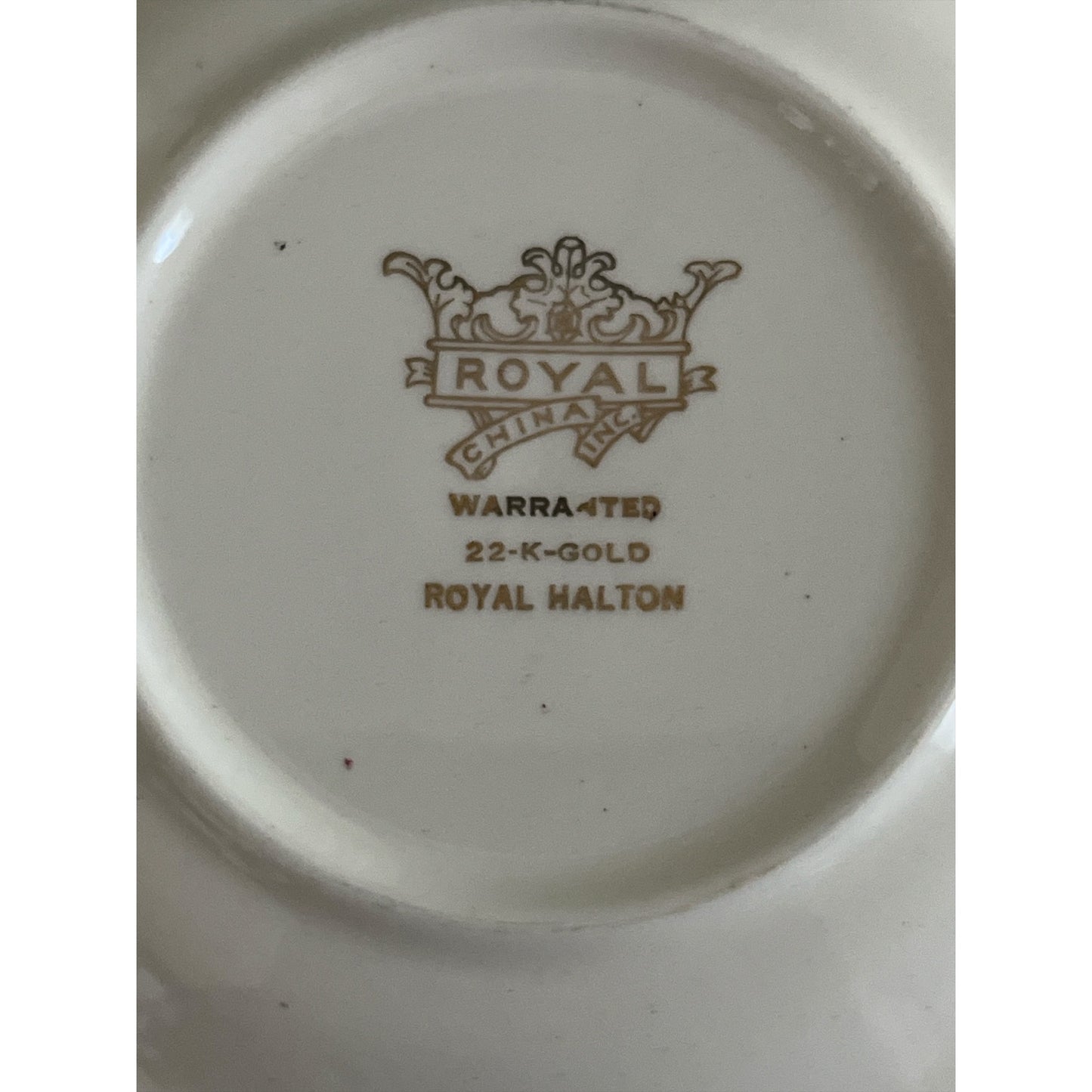 Set of 2 Royal China Royal Halton Floral Plates 22K Gold Trim 6 Inch Vintage