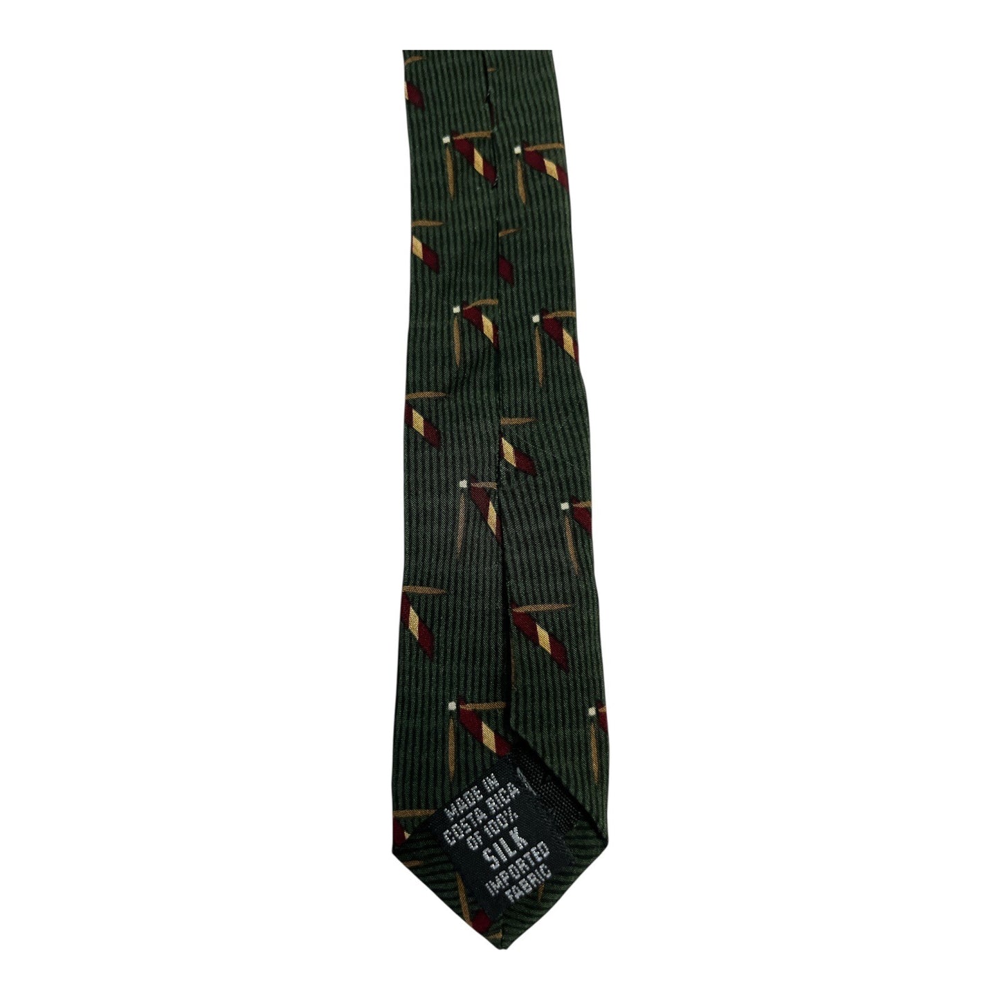 Vintage Etienne Aigner Men’s Silk Tie – Green with Polo Mallet Print