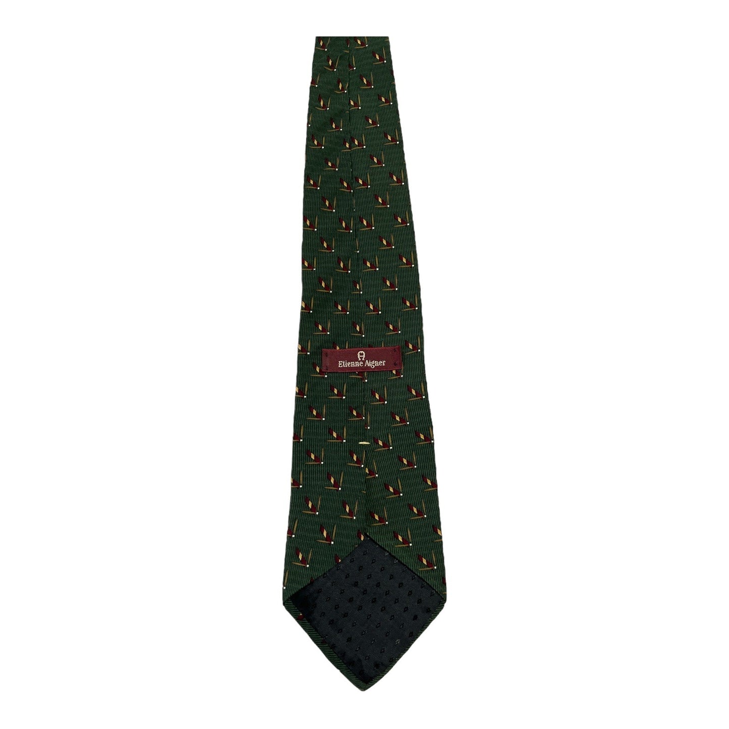 Vintage Etienne Aigner Men’s Silk Tie – Green with Polo Mallet Print