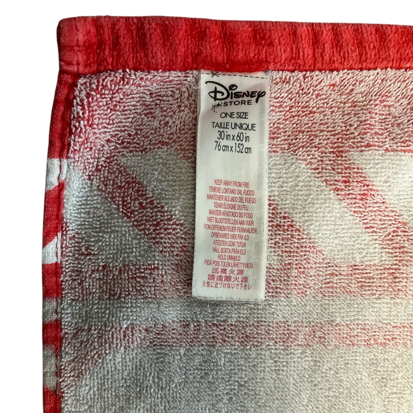 Disney Store Mickey Mouse Roadster Racer Beach Towel 30” x 60” Red Blue Trophy Racing