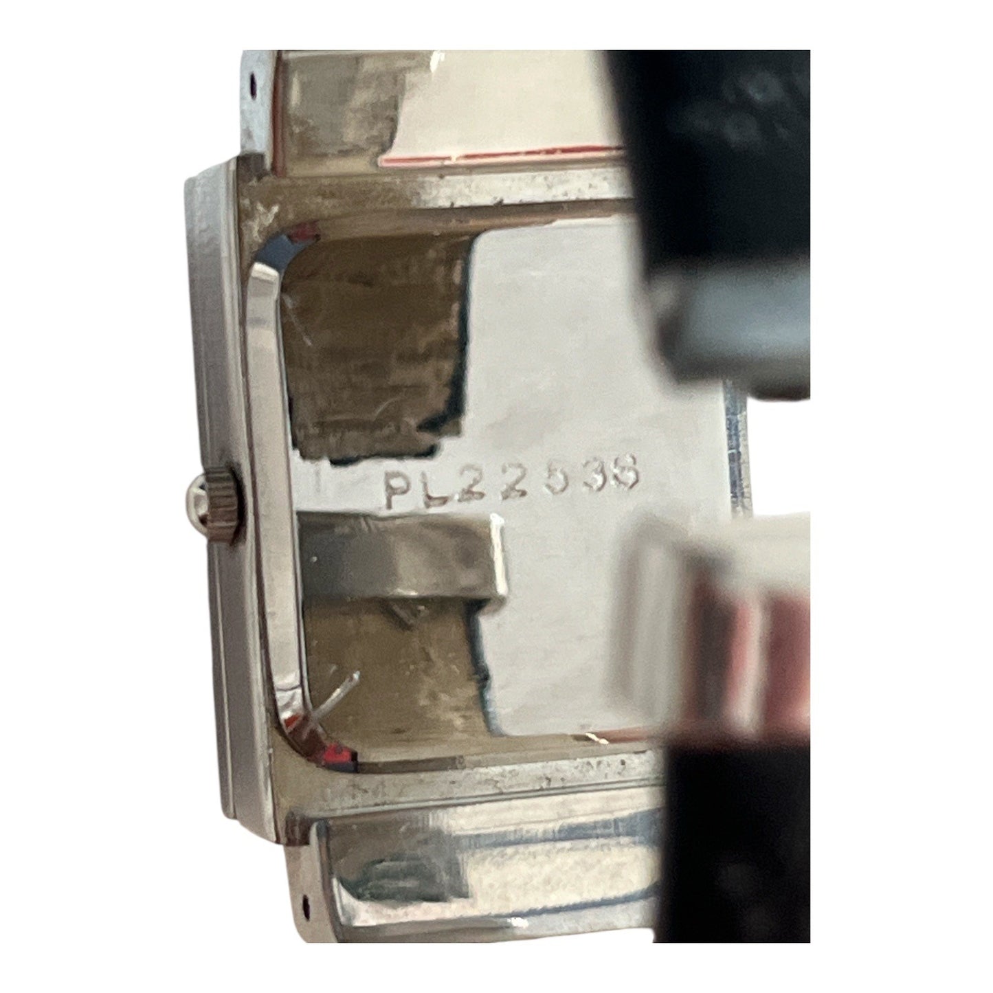 Vintage Moose Motif Hunter Case Cuff Watch Wide Black Leather Band Japan Quartz Hinged Lid