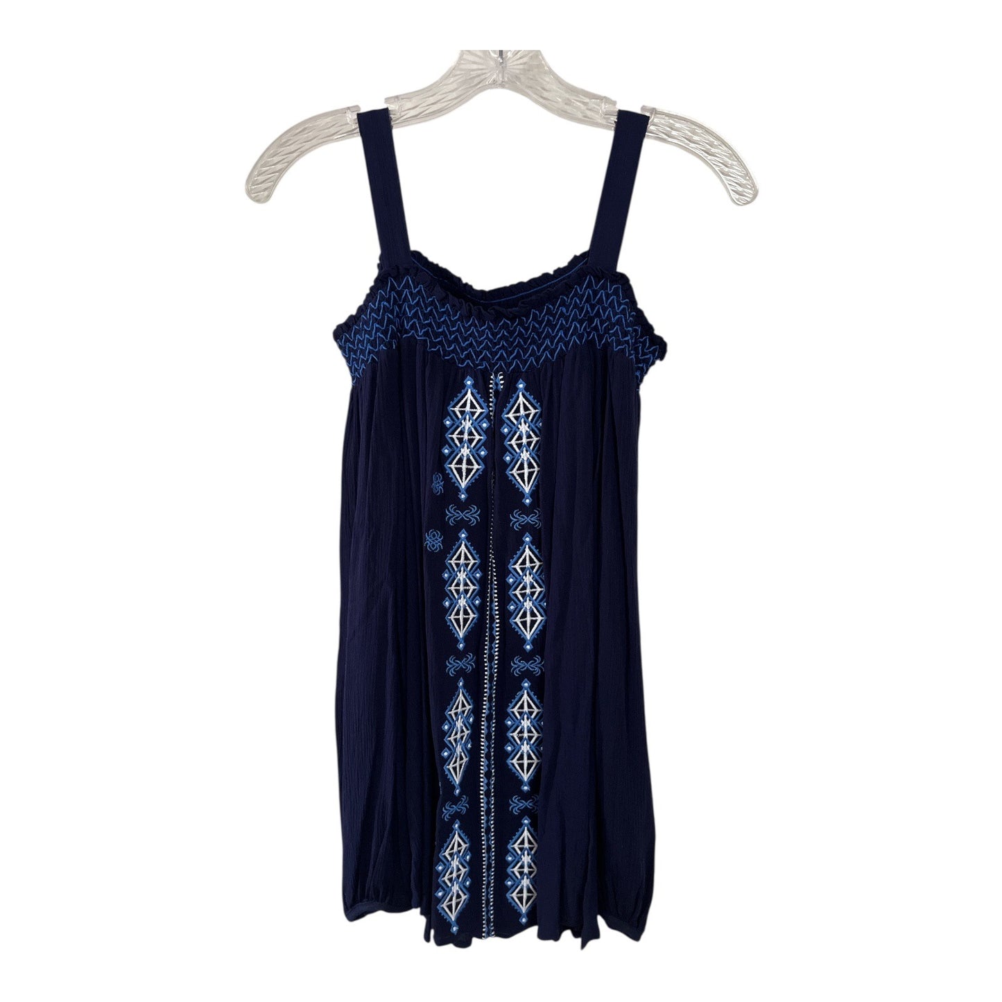 Cupio Women’s Size S Navy Blue Embroidered Long Sleeve Boho Peasant Top