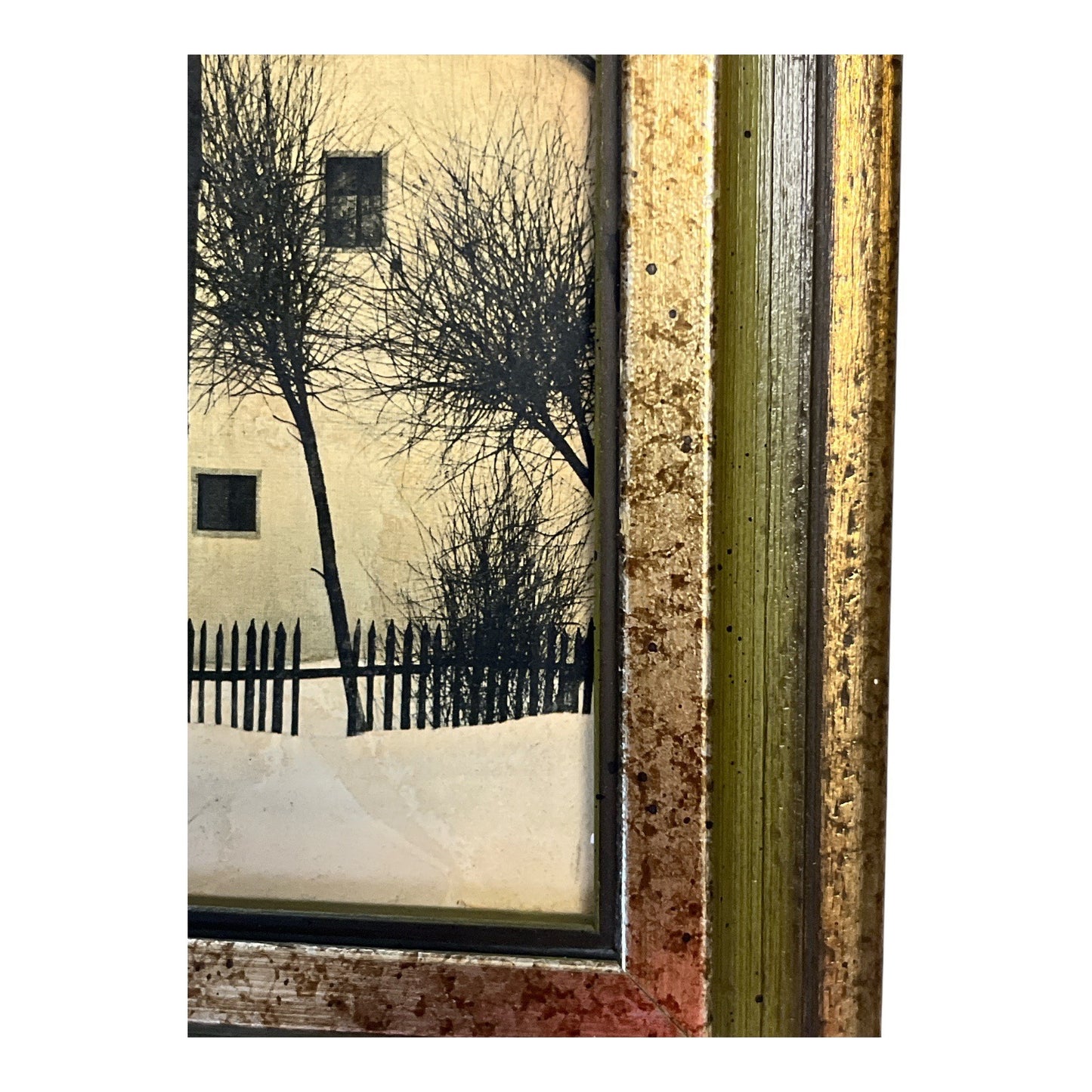 Vintage Jacques Deperthes Winter Landscape Prints – Set of 3 Framed Snowy Village Scenes – 10.5" x 8.5" Each