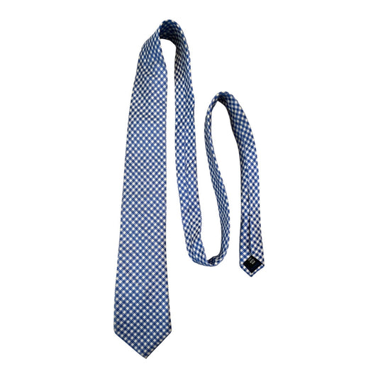 Michael Kors 100% Silk Tie – Blue & White Gingham Check – 58” – Made in China – c. 2010s