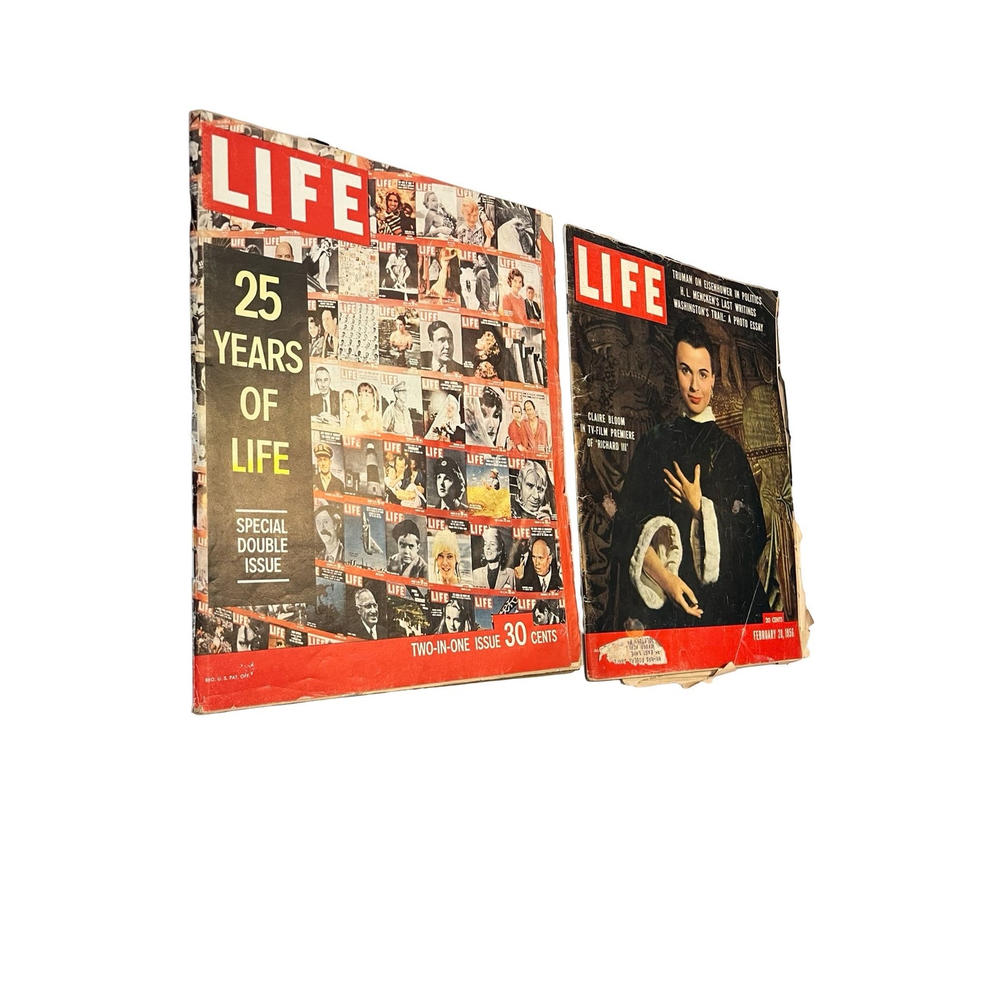 Vintage LIFE Magazine Lot 1956 + 25 Years of LIFE Special Issue Mid Century Ads Fashion History Ephemera