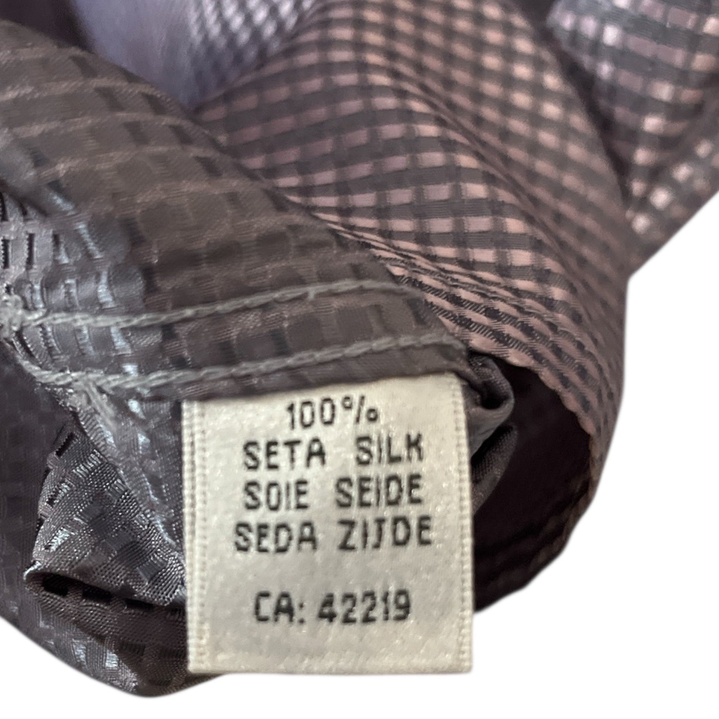 Vizioni Uomo Men’s XL 100% Silk Long Sleeve Dress Shirt – Lilac Textured Woven Pattern