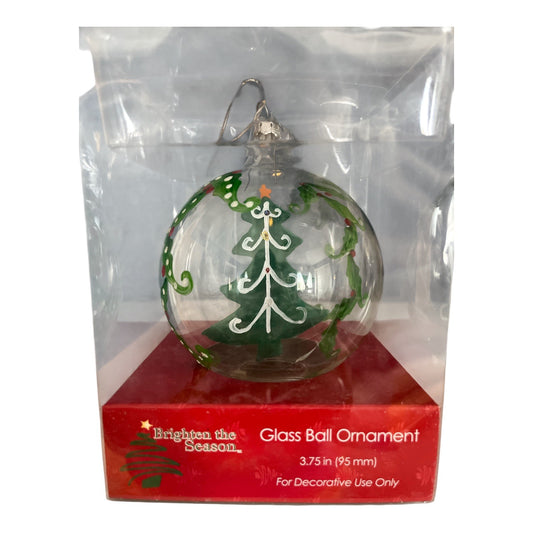2007 Brighten the Season Glass Ball Christmas Ornament – 3.75" Hand-Painted Tree & Garland – New in Box