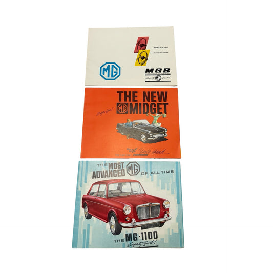Vintage MG Automobile Sales Brochure Lot MGB MG Midget MG 1100 Original 1960s Dealer Literature Set of 3