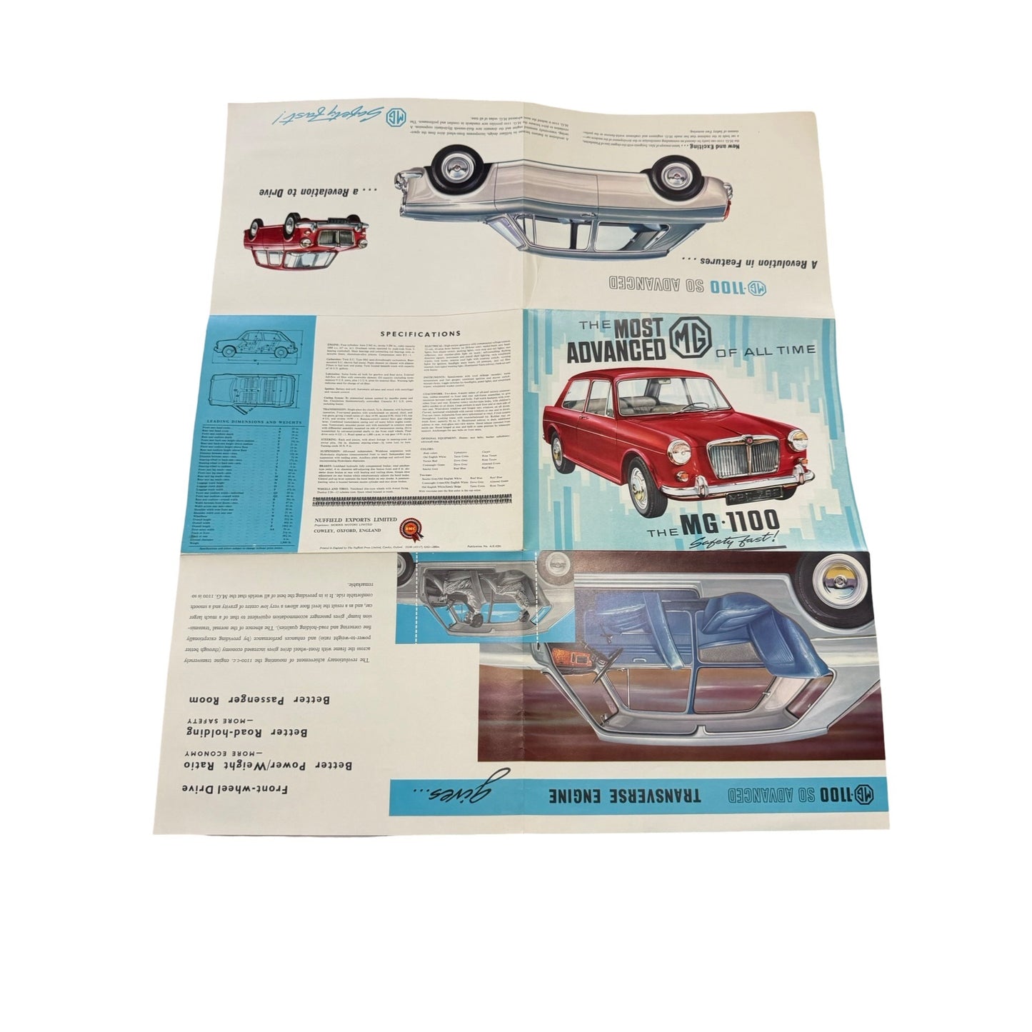 Vintage MG Automobile Sales Brochure Lot MGB MG Midget MG 1100 Original 1960s Dealer Literature Set of 3