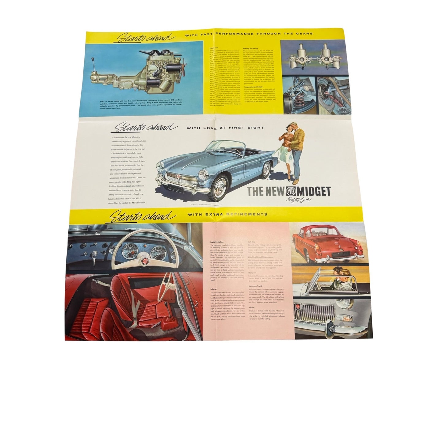 Vintage MG Automobile Sales Brochure Lot MGB MG Midget MG 1100 Original 1960s Dealer Literature Set of 3