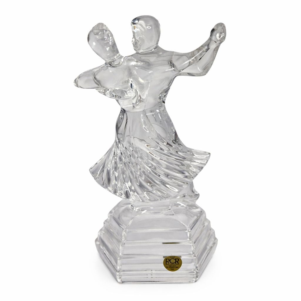 Vintage RCR Cristalleria Italiana Crystal Dancing Couple Figurine 24% Lead Italy 10"