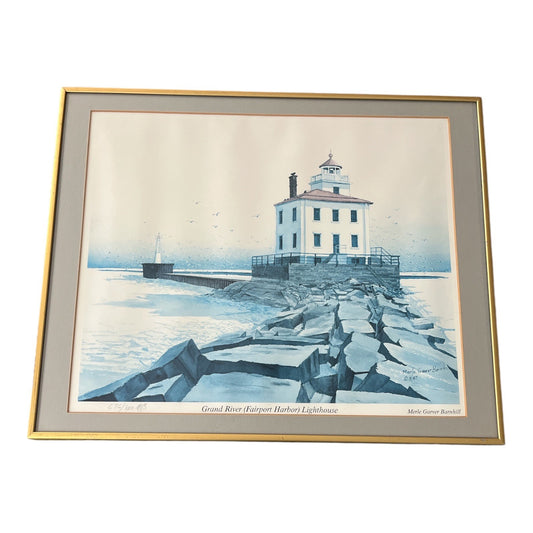 Vintage Merle Garver Barnhill Grand River Fairport Harbor Lighthouse Framed Print