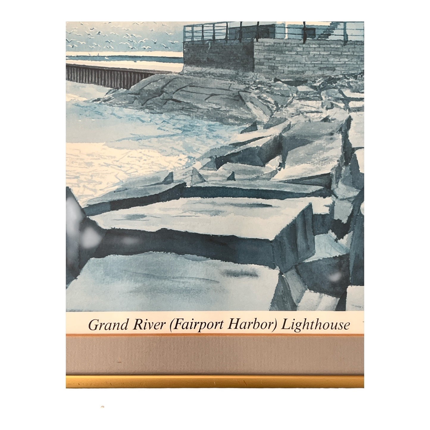 Vintage Merle Garver Barnhill Grand River Fairport Harbor Lighthouse Framed Print