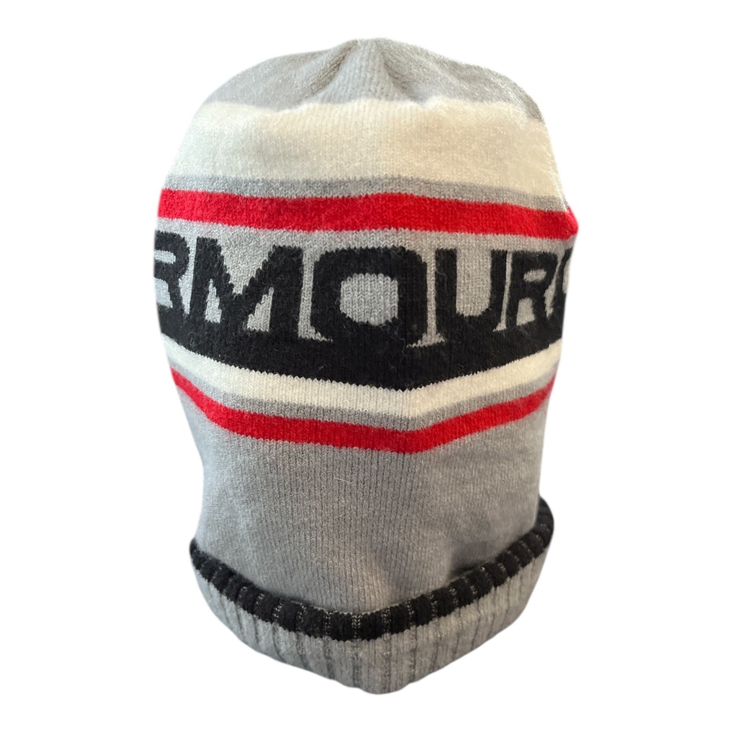 Under Armour OSFA Men’s Winter Beanie – Gray with Red, Black & White Stripes – Acrylic Blend