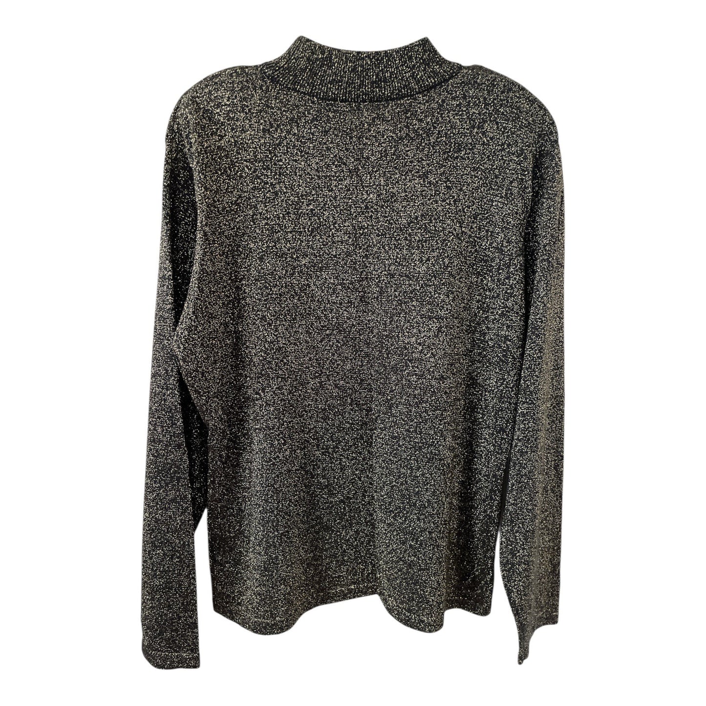 Yarnworks Metallic Gold Lurex Mock Neck Sweater Women's XL Vintage Hong Kong