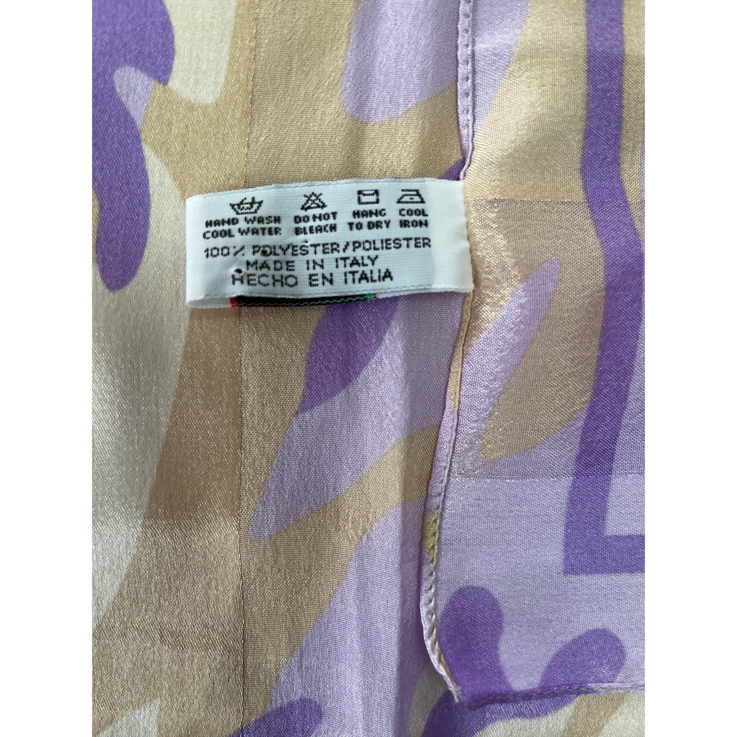 Vintage Symphony Scarfs Made in Italy Polyester Scarf – Purple Beige Abstract Print