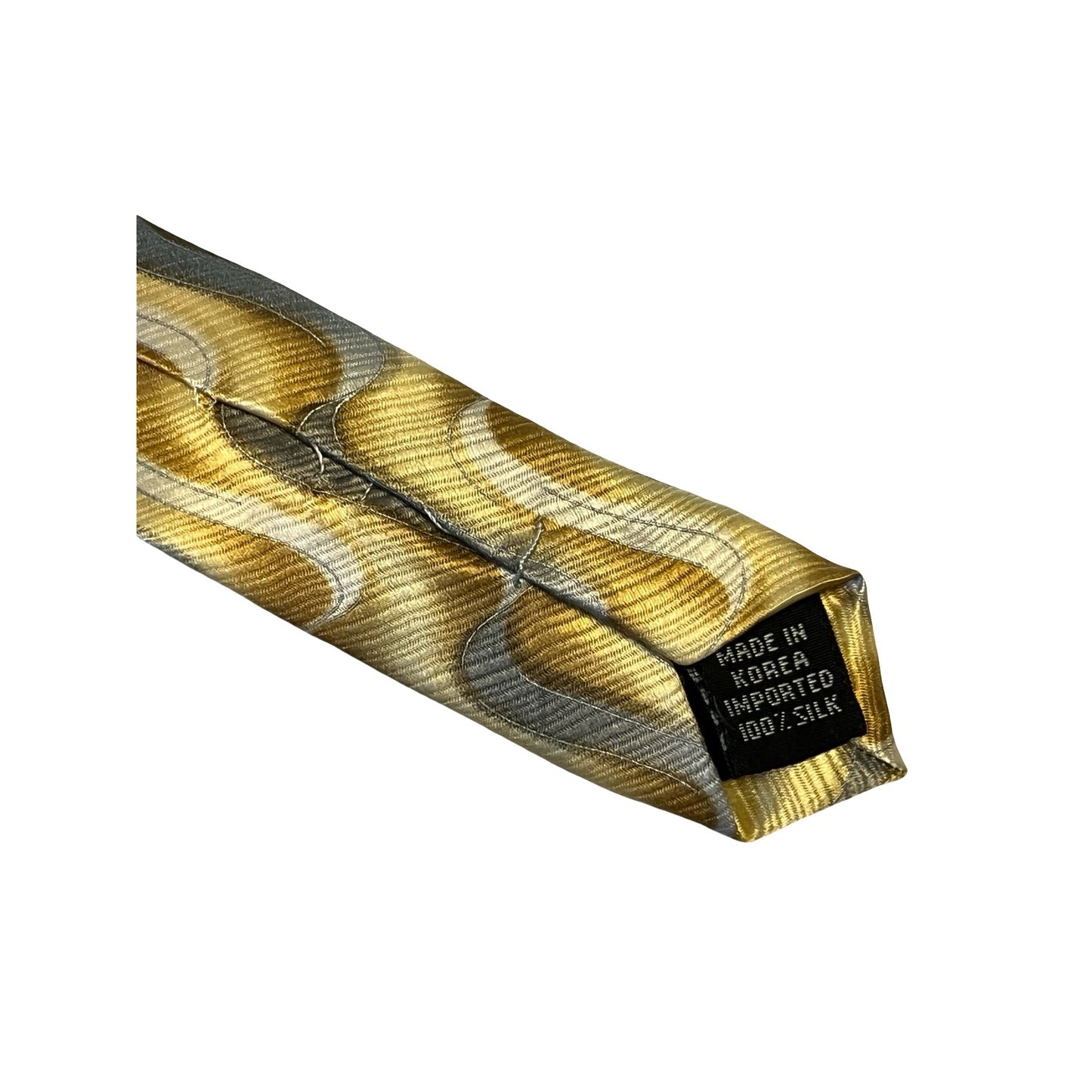 Dockers Gold Silk Tie Wavy Geometric Pattern 100% Silk Korea Y2K Classic