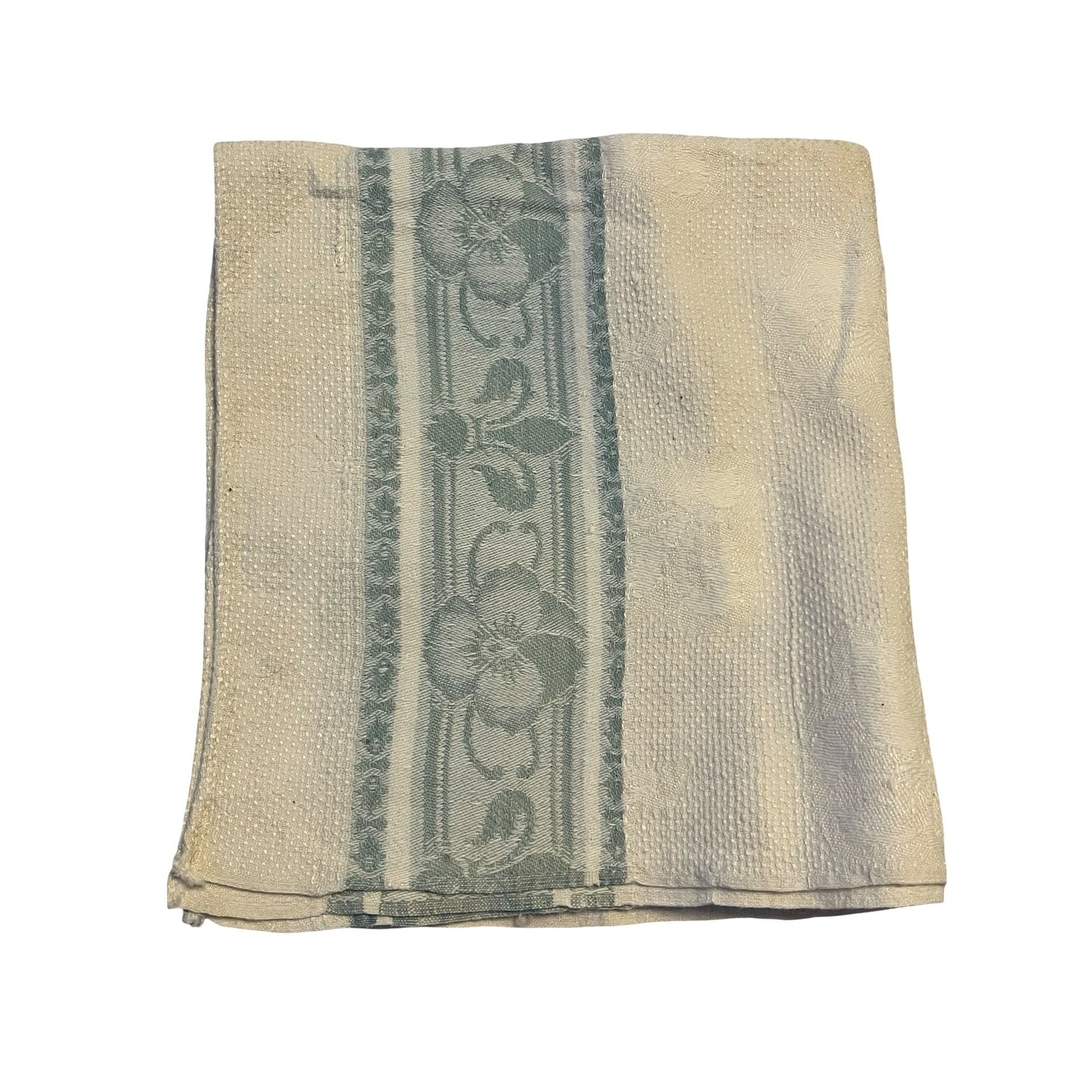 Vintage Fleur de Lis Floral Jacquard Kitchen Towels Blue Cream Cotton 36x20