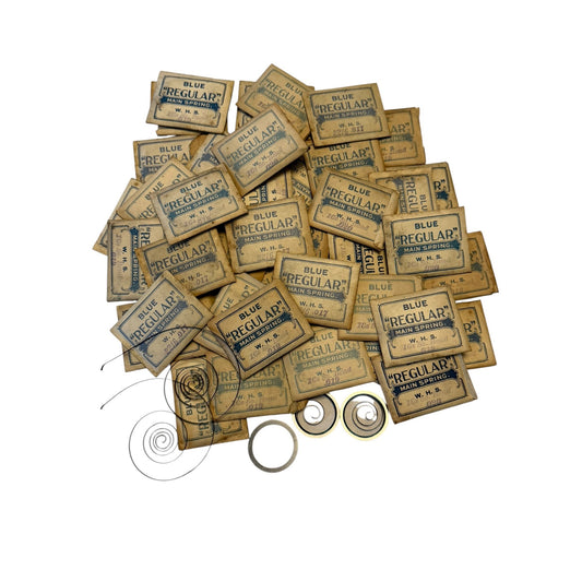 Vintage Blue "Regular" Main Spring Watch Springs Parts Lot W.H.S. As Found Mixed Sizes Repair