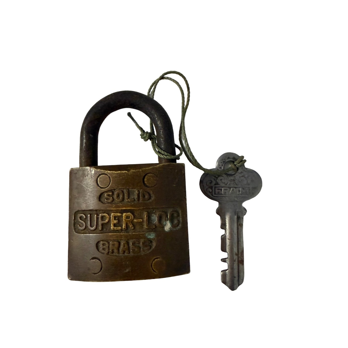 Vintage Solid Super-Loc Brass Padlock With Original Eagle Key