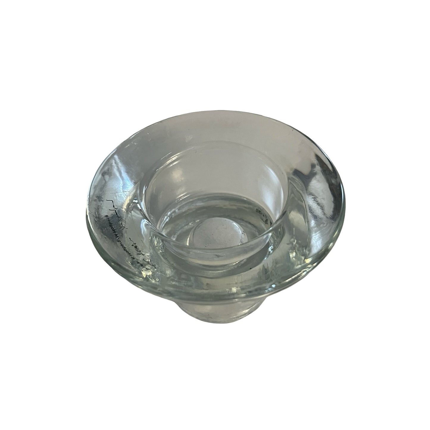 K Hagberg M Hagberg Glass Taper Candle Holder Scandinavian Design Clear Glass 3x2
