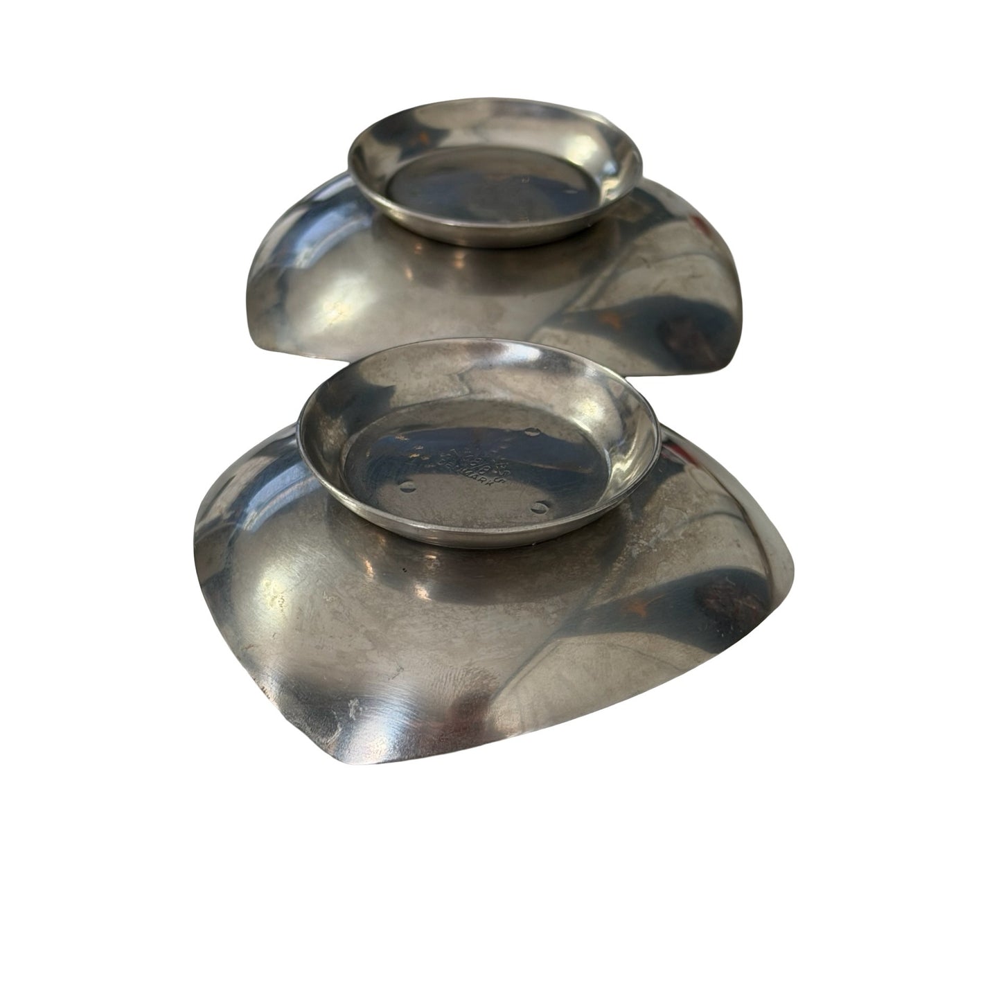 Vintage Danish Modern 18/8 Stainless Steel Candle Holders Pair MCM Denmark 3"