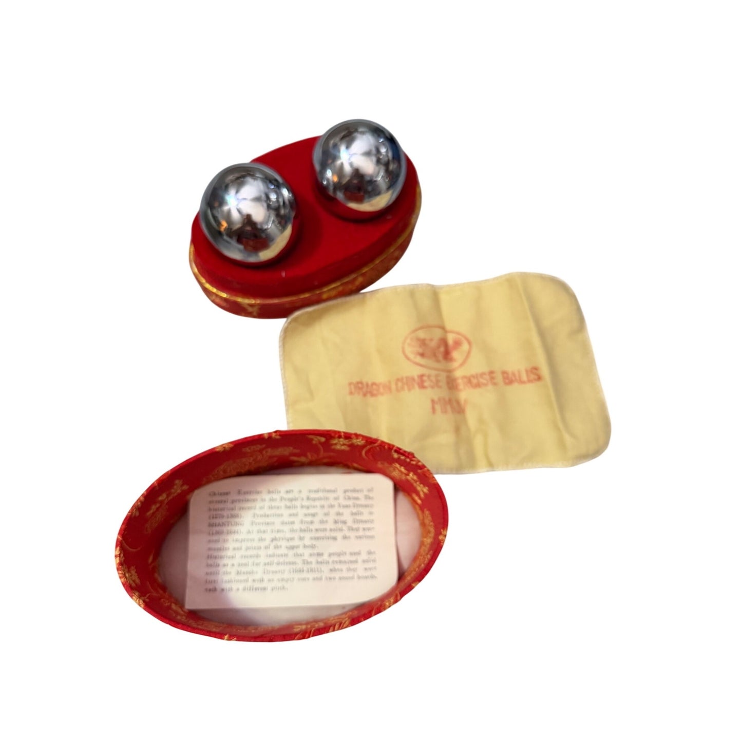 Dragon Chinese Exercise Balls MMJV Baoding Meditation Therapy Balls with Silk Brocade Case