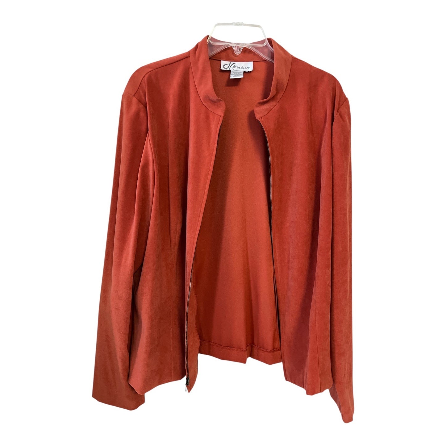DressBarn Women’s XL Burnt Orange Faux Suede Zip Front Jacket Career Casual