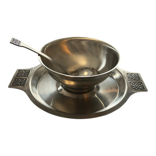 Vintage Rogers Insilco Stainless Steel Sauce Boat with Ladle Mid Century Japan