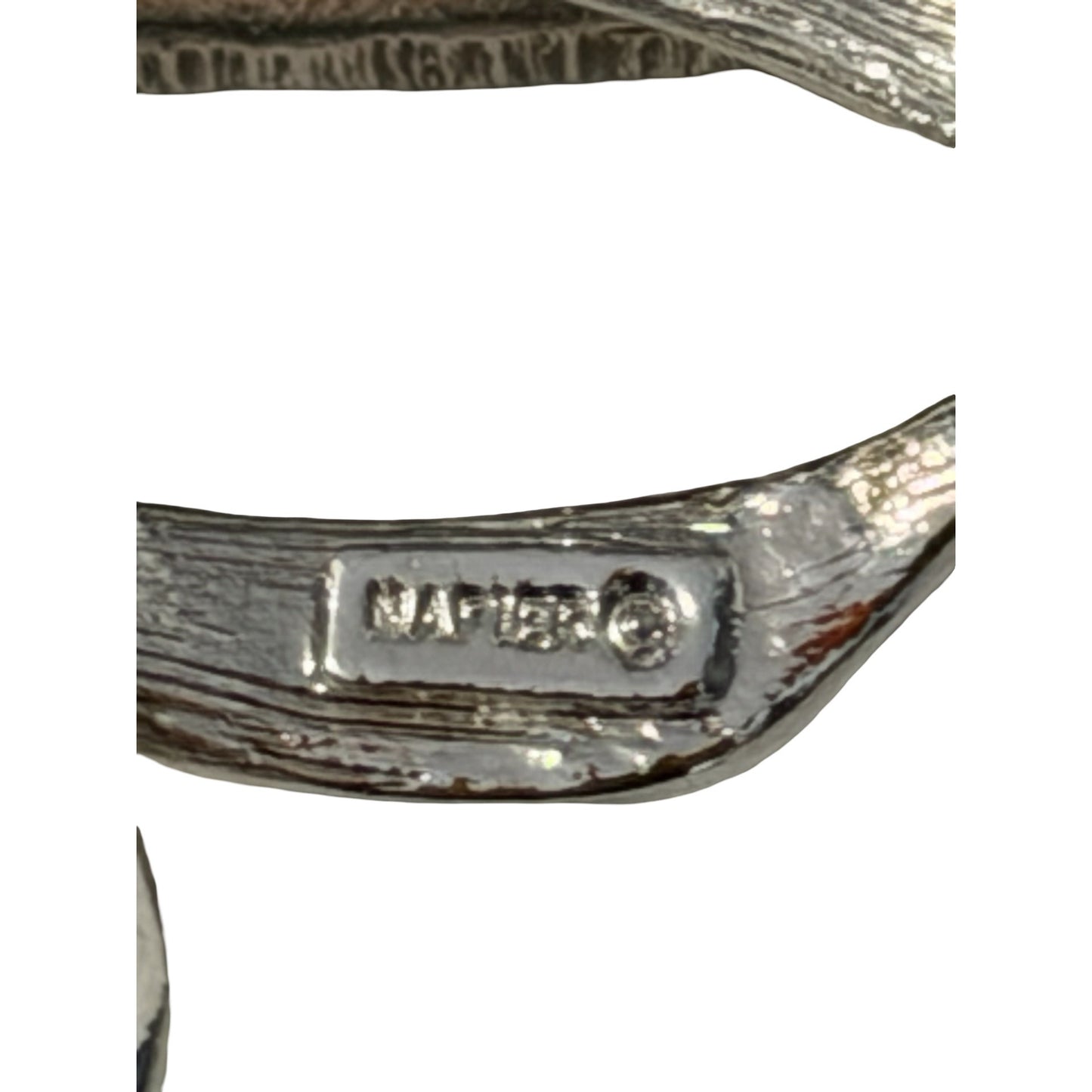 Vintage Napier Silver Tone Bow Brooch Large Ribbon Pin 2.5x2 Elegant Statement