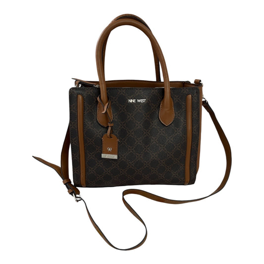 Nine West Brown Logo Satchel Tote Bag with Crossbody Strap