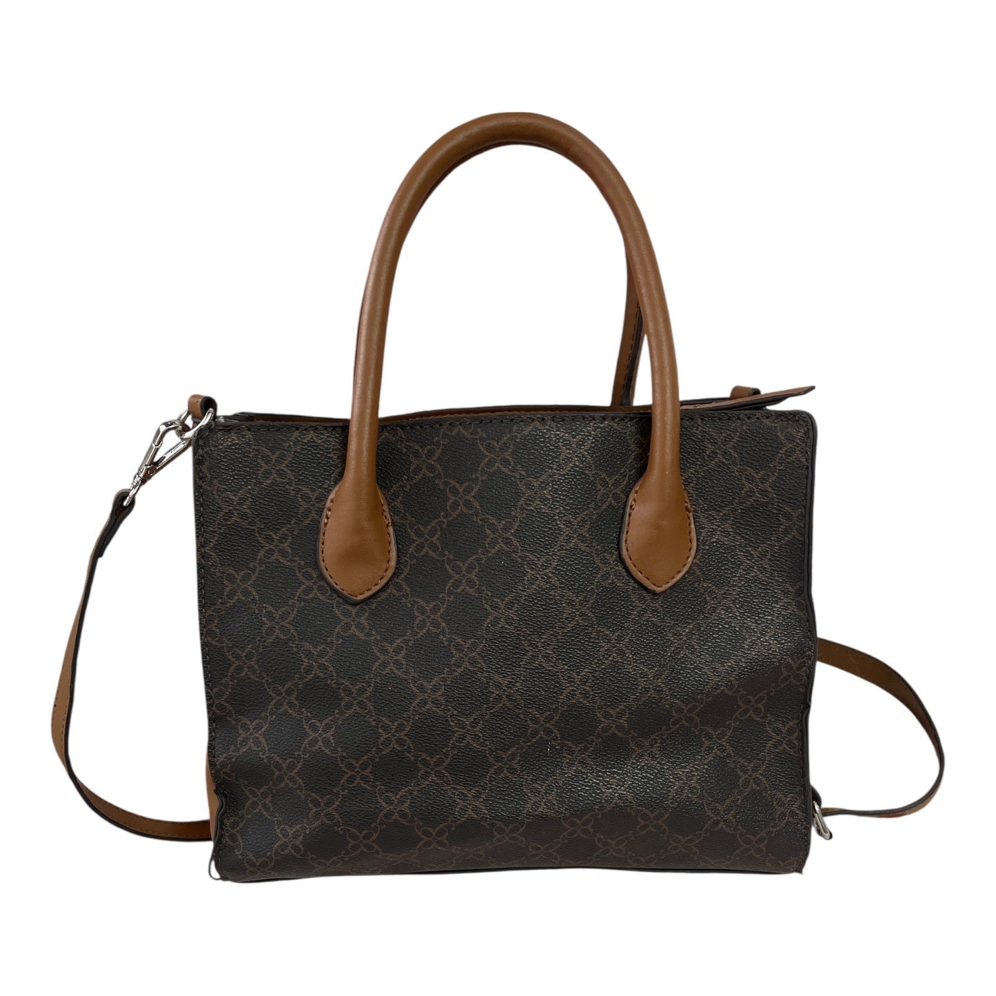Nine West Brown Logo Satchel Tote Bag with Crossbody Strap