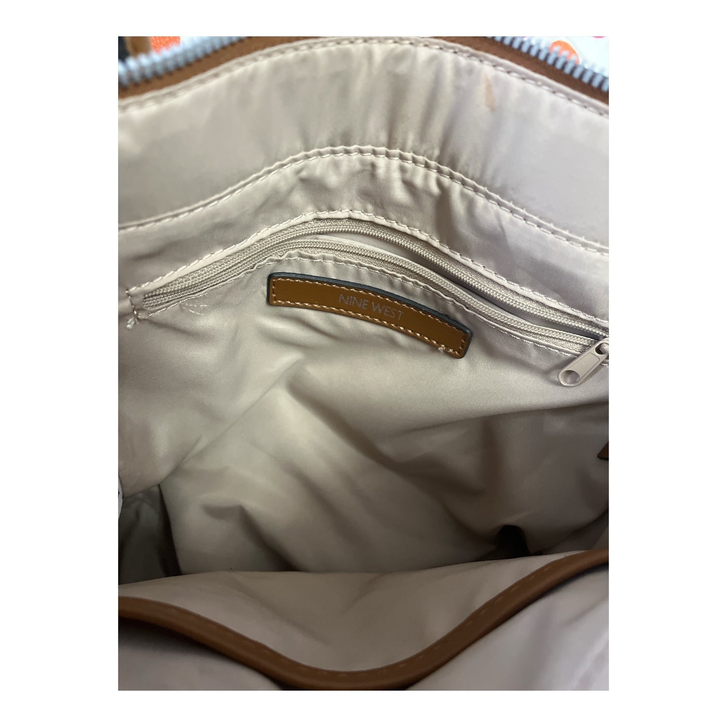 Nine West Brown Logo Satchel Tote Bag with Crossbody Strap