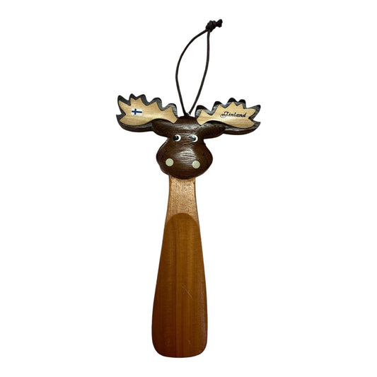 VTG Finland Moose Wooden Shoehorn Wall Hanging Ornament 9" Rustic Scandinavian Decor
