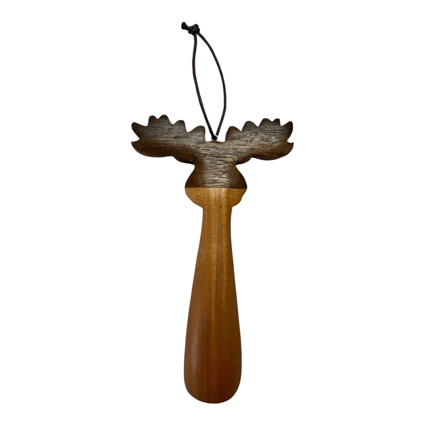 VTG Finland Moose Wooden Shoehorn Wall Hanging Ornament 9" Rustic Scandinavian Decor