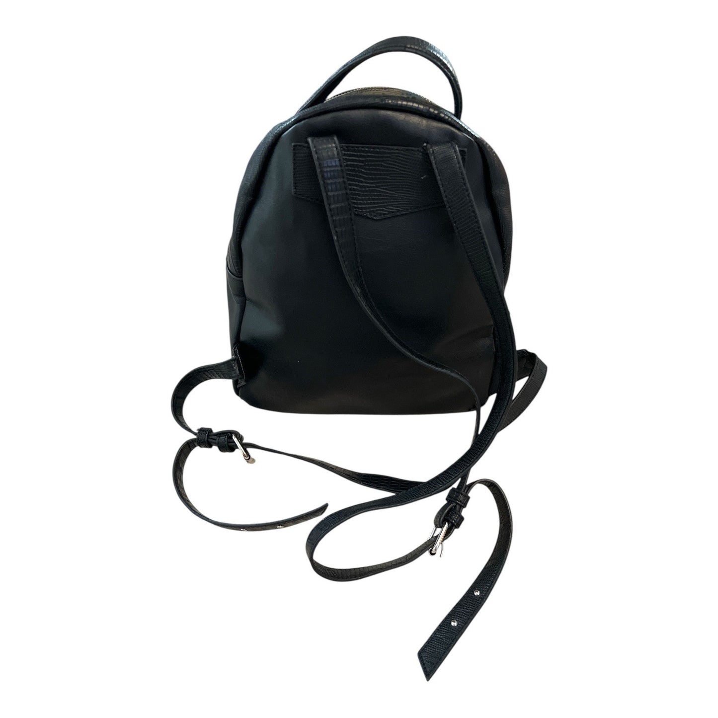 Simply Vera Vera Wang Black Faux Leather Mini Backpack – Textured Trim – Modern Style
