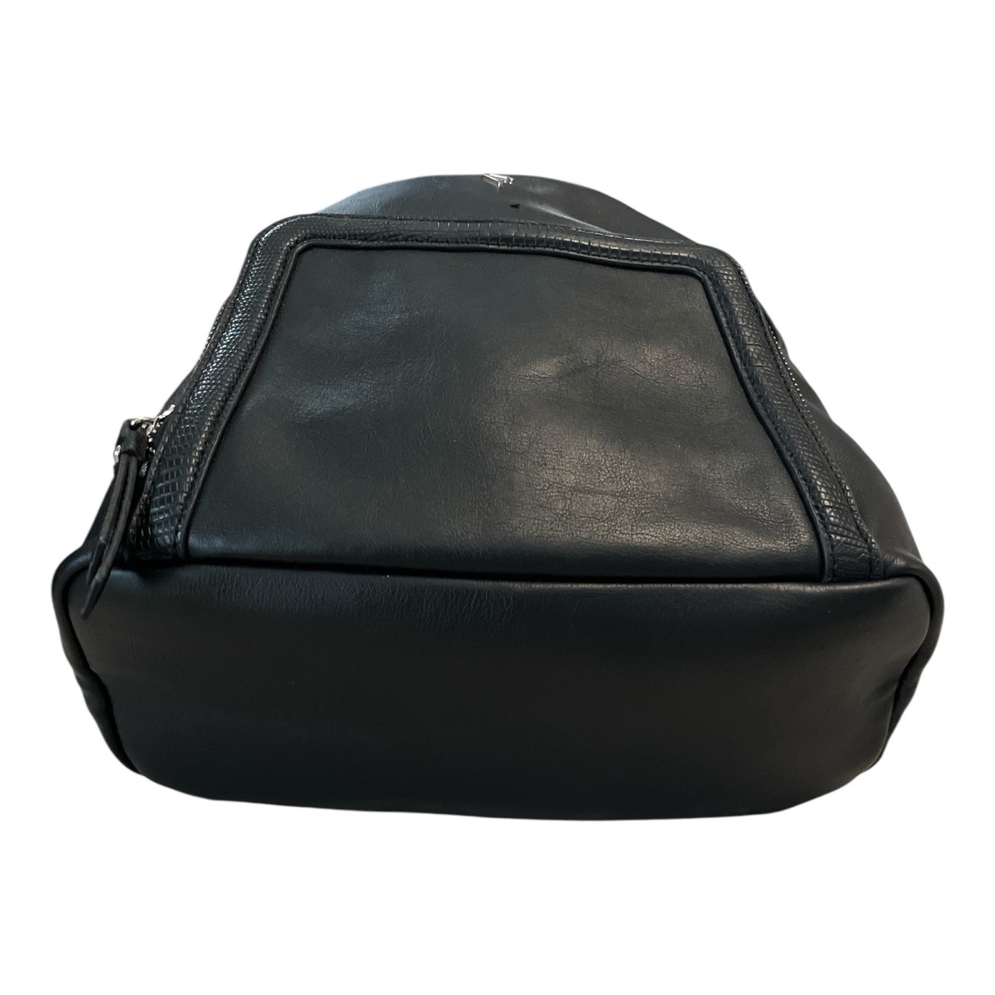 Simply Vera Vera Wang Black Faux Leather Mini Backpack – Textured Trim – Modern Style