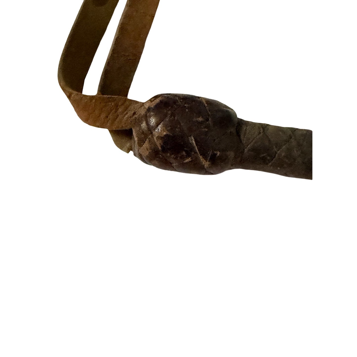 Antique Hand Braided Leather Riding Crop Horse Quirt Whip With Wrist Loop Primitive