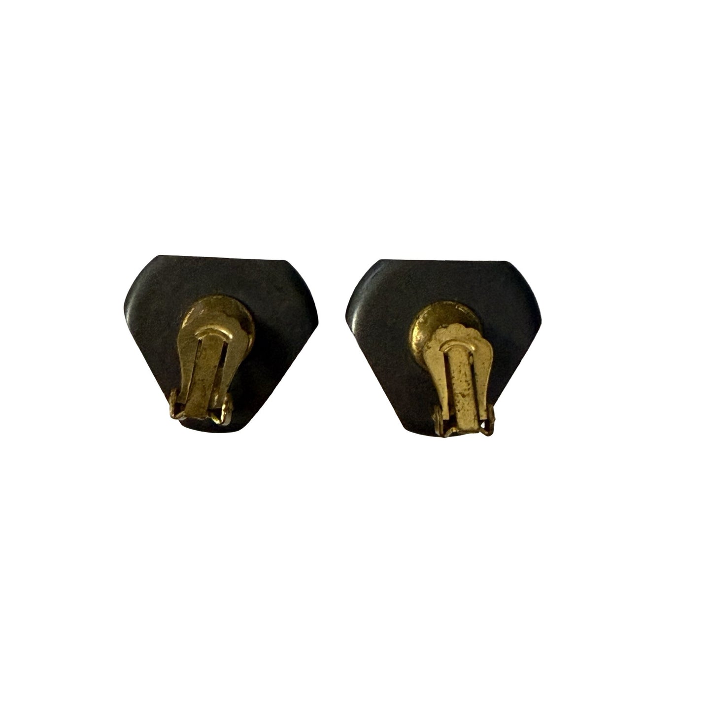 Vintage Carved Wood Clip On Earrings Geometric Tribal Boho Mid Century Style