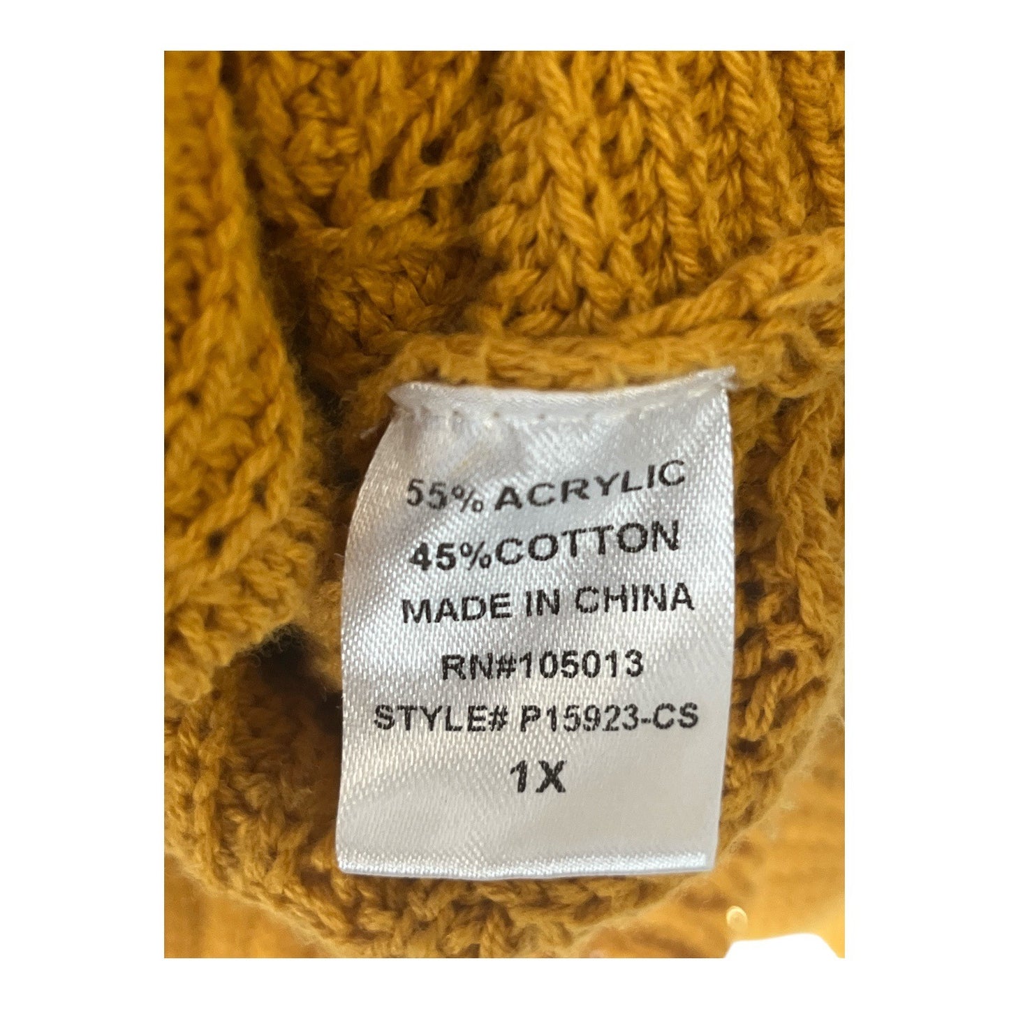 ChicSoul Mustard Cable Knit Sweater Plus Size 1X Oversized Dolman Sleeves