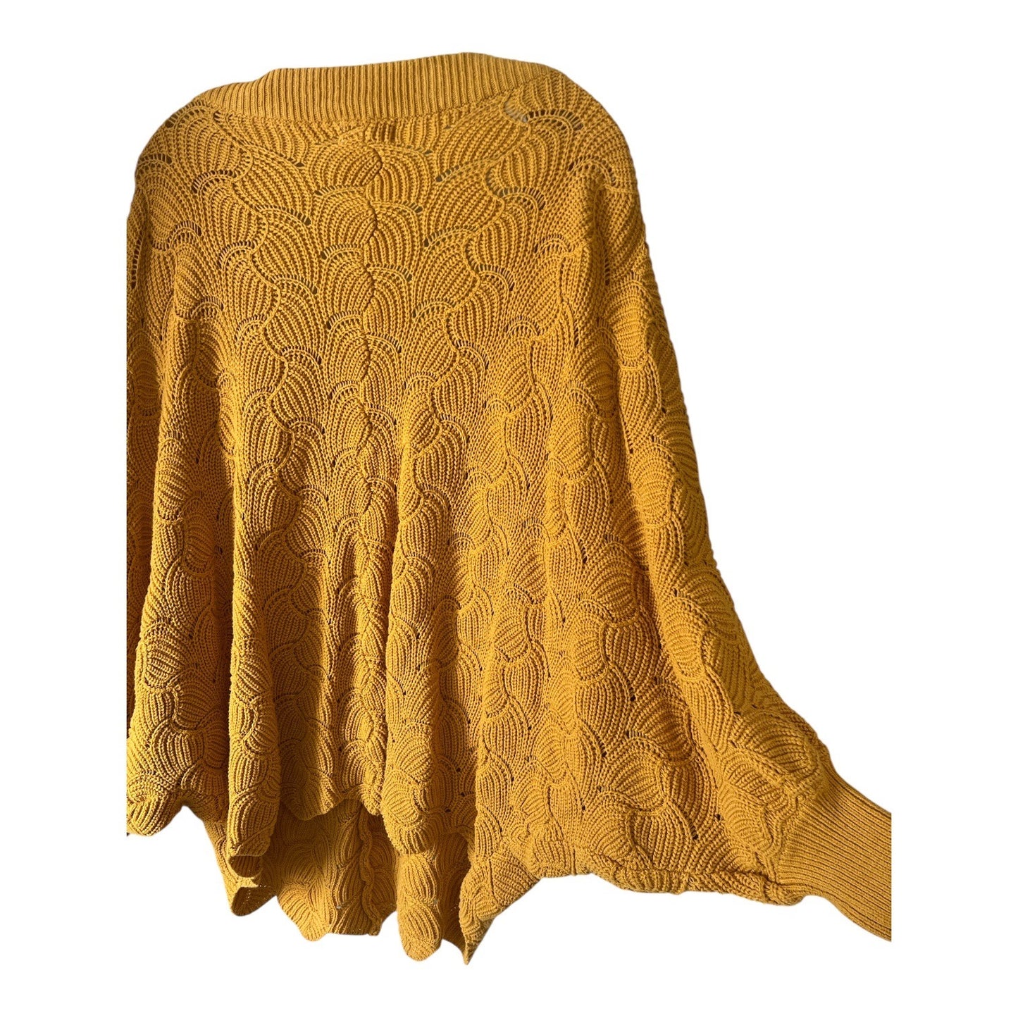 ChicSoul Mustard Cable Knit Sweater Plus Size 1X Oversized Dolman Sleeves