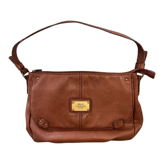Relic Collection Brown Leather Shoulder Bag Vintage Style Handbag 9x12