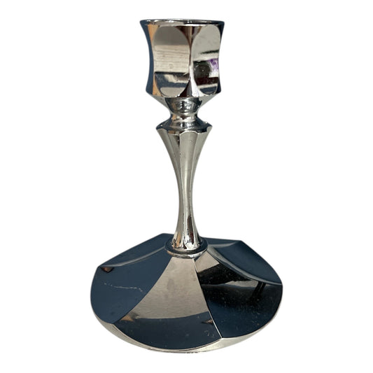 Vintage Irvinware Candlestick Holder – Mid Century Modern Silver Tone – Made in USA – 4.5 x 3.5 in